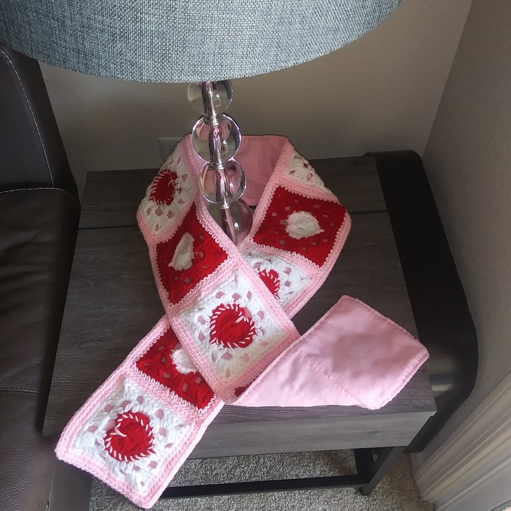 NEW Heart in a Box Scarf Hand Stitched